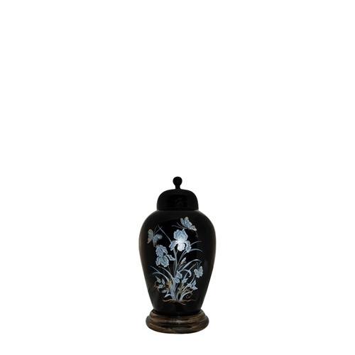 Iris Black Ceramic Keepsake Urn